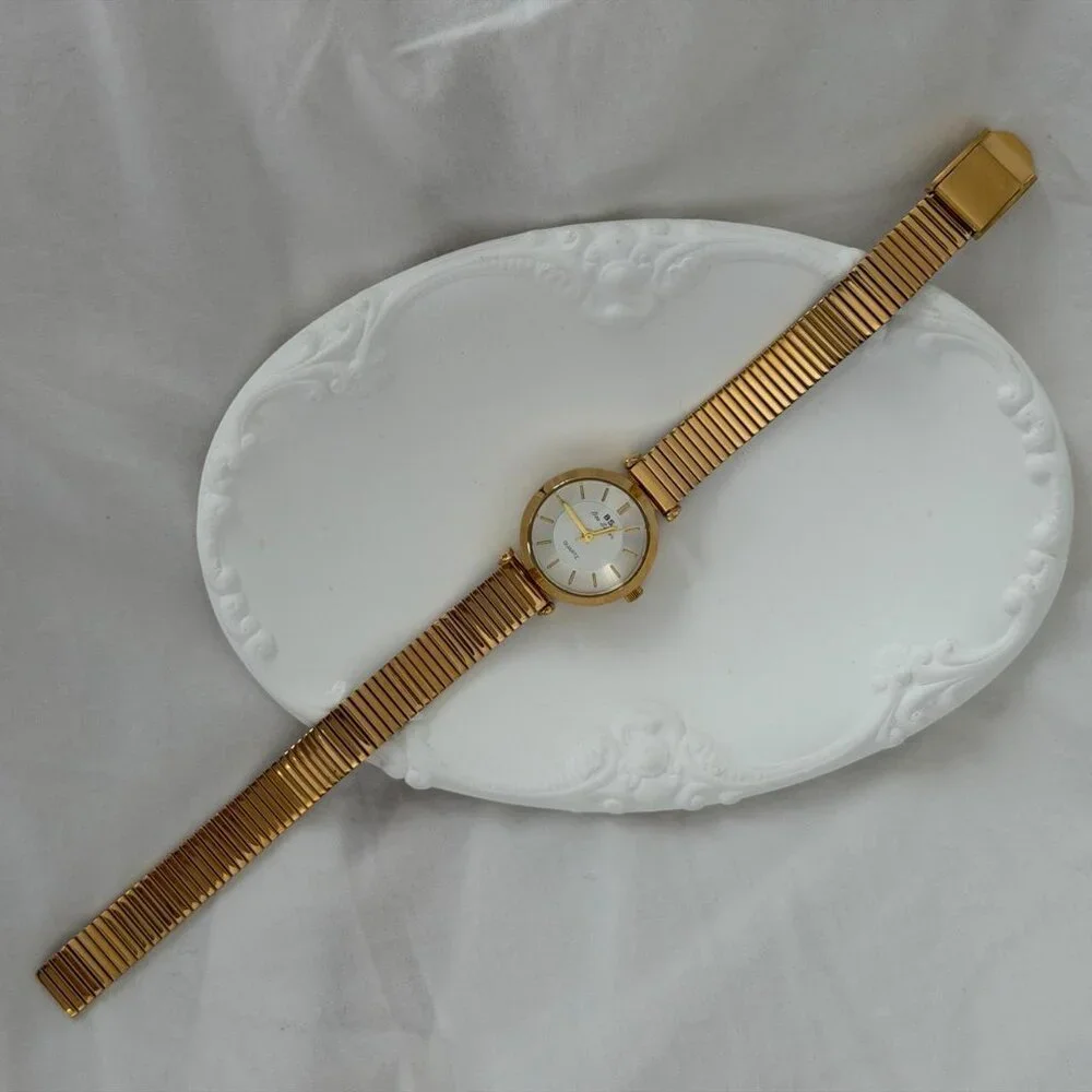 Sku 0481 gold white mini watch vintage vibe‎ + in a gift box Stainless steel
